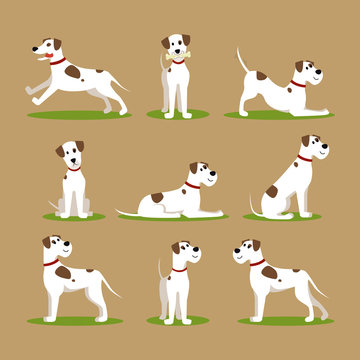 Cartoon Color Funny Puppy Icons Set. Vector