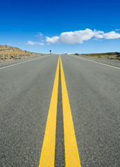 Desert road to nowhere, in Patagonia, South America, „Ruta 40“, Argentina.