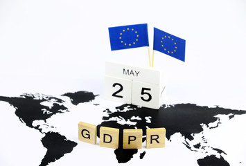 General Data Protection Regulation (GDPR) text and calendar may 25 on Map Europe