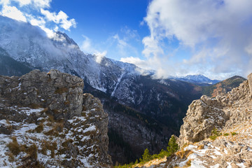 Sarnia Skala peak in Tatra mountains at winter, Poland
