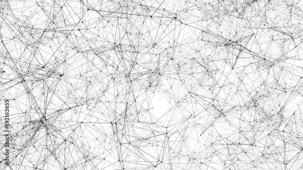 Poster black plexus particles slowly moving on a white background