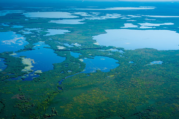 Fototapeta na wymiar Danube Delta Aerial View over Unique Nature