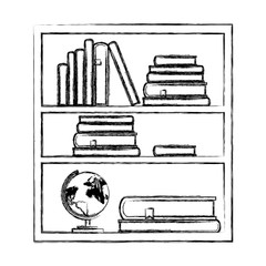 bookcase with world planet icon vector illustration design