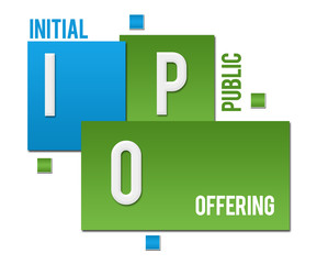 IPO - Initial Public Offering Green Blue Squares Text 