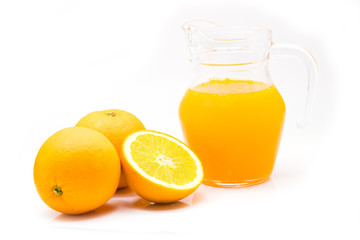 Glass of orange juice isolated on white background