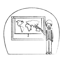 male teacher in geography class vector illustration design