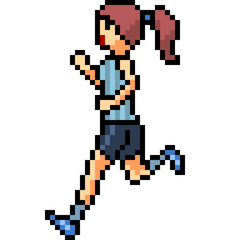 vector pixel art woman run