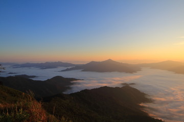 morning  in mountain and fog winter Thailand