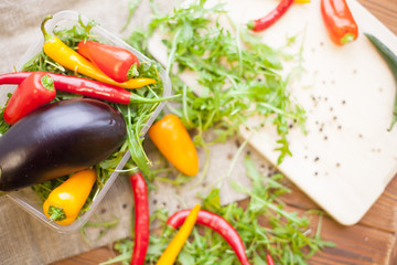 Cooking ingredients on a wooden table