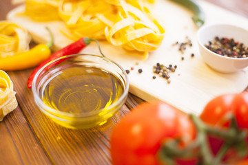 Cooking ingredients on a wooden table