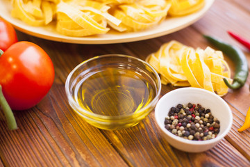 Cooking ingredients on a wooden table