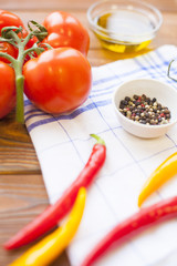 Cooking ingredients on a wooden table
