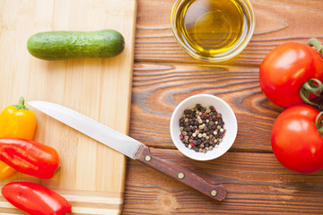 Cooking ingredients on a wooden table
