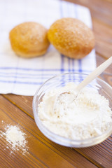 Cooking ingredients on a wooden table