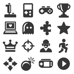 Video Game and Controller Icons Set. Vector