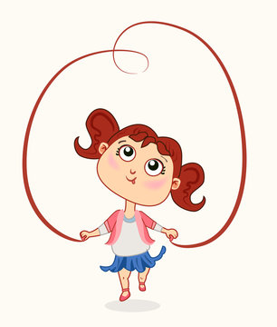 Cute baby girl with jump rope
