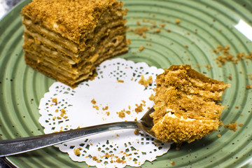 small piece of cake on a spoon