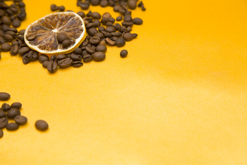 Coffee on yellow background
