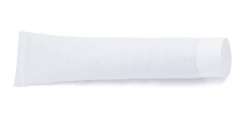 blank packaging luminum cream white tube isolated on white background