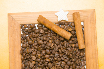 Coffee on yellow background