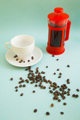 coffee on blue background