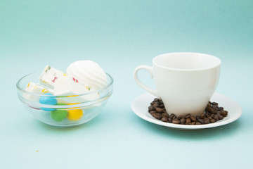 coffee on blue background