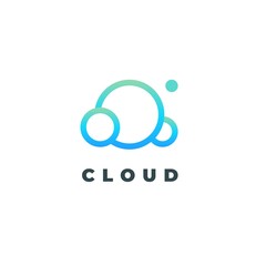 Obraz premium Outline gradient logo of cloud computing and synchronization