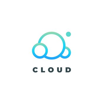 Outline Gradient Logo Of Cloud Computing And Synchronization