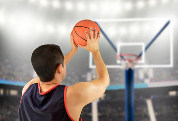 basketball player in free throw pose