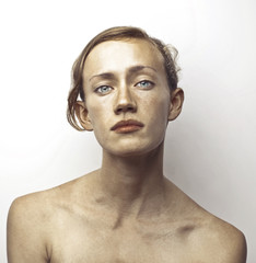 Beautiful girl with light blue eyes