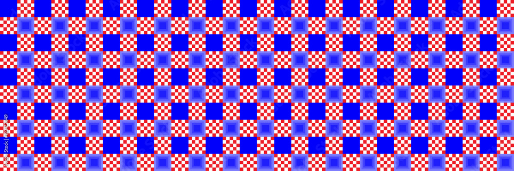 Poster horizontal blue and red square checked pattern for background and design,vector illustration