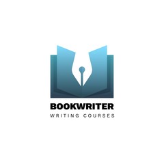 Simple minimalistic logotype of open book. Flat book store logo