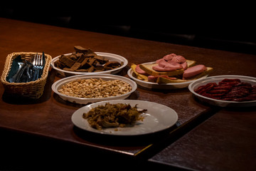 Fototapeta na wymiar Plates with food on the table