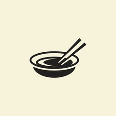 Silhouette vector illustration of bowl with soup. Food vector logo for restaurants