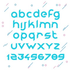 Sans serif monoline vector font with cut edges