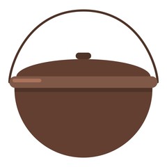 Camping pot icon, flat style