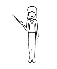 female teacher with pointing stick vector illustration design
