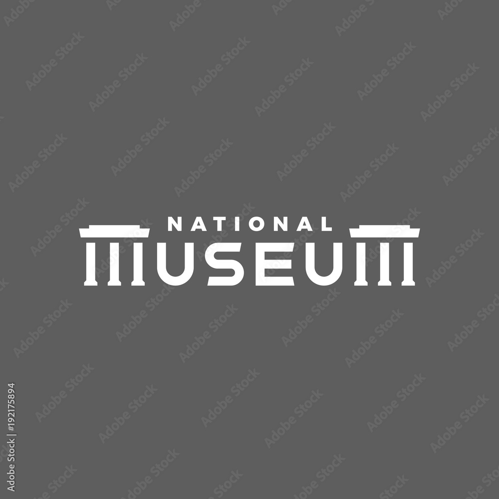Poster museum vector text logo. text design template for stylized text logotype