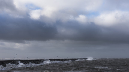 Storm at the Zuidpier IJmuiden