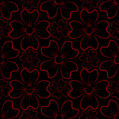 Seamless pattern with flowers. With red clover on a black background.