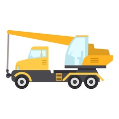 Crane truck icon, flat style