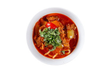 National lagman dish on white background.