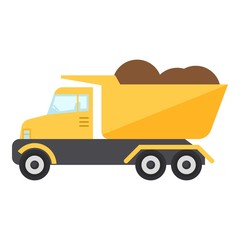 Construction truck icon, flat style