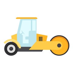 Road roller icon, flat style