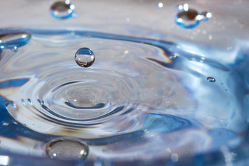 transparent drop of water, splash about falling drops of water