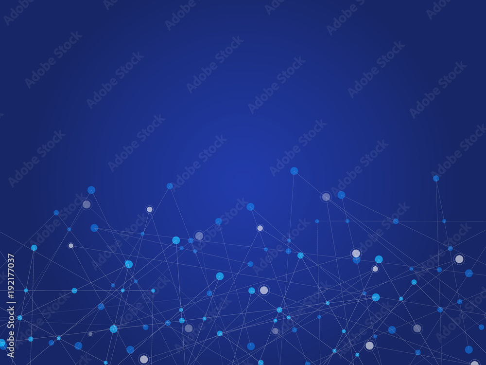 Aufkleber blue technology and science abstract background with blue and white line dot. business and connectio
