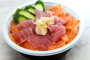 japanese food Mix Sashimi Chirashi Rice Bowl