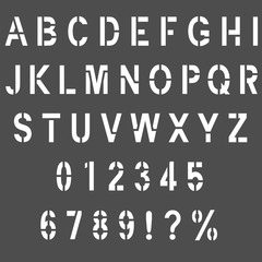 Stencil type letters