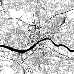 Newcastle upon Tyne Downtown Vector Map