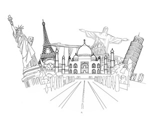 Obraz premium Travel to World Sketch